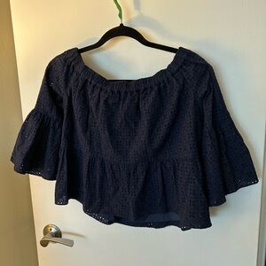 Likely Dark Blue Eyelet Blouse